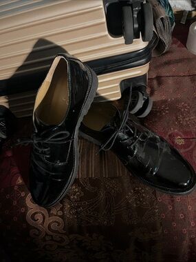 Franco Sarto Black Patent Leather Lace-Up Oxfords